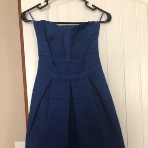 Blue strapless dress